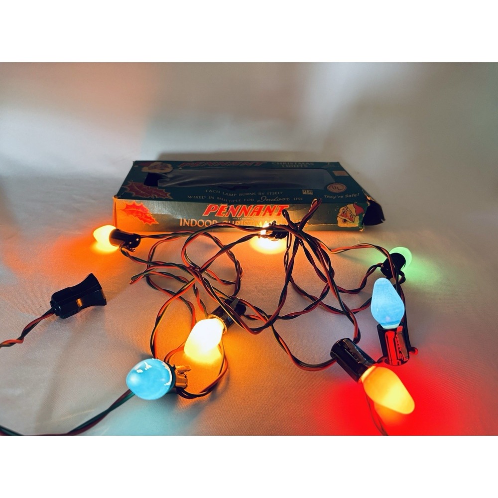 Vintage Pennant Indoor Christmas Tree Lights Original Box- Holiday Decor Works‎
